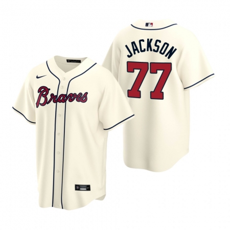 Men's Nike Atlanta Braves #77 Luke Jackson Cream Alternate Stitched Baseball Jersey