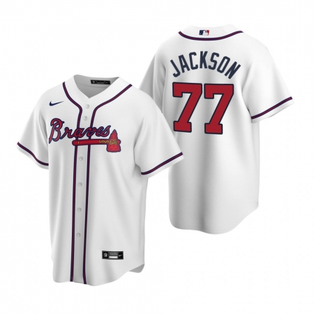 Men's Nike Atlanta Braves #77 Luke Jackson White Home Stitched Baseball Jersey