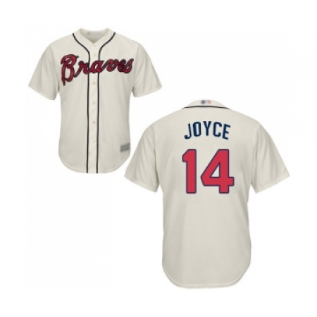 Men's Atlanta Braves #14 Matt Joyce Replica Cream Alternate 2 Cool Base Baseball Jersey