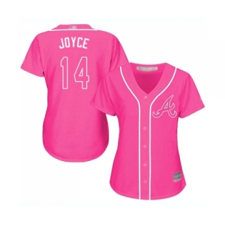 Women's Atlanta Braves #14 Matt Joyce Replica Pink Fashion Cool Base Baseball Jersey