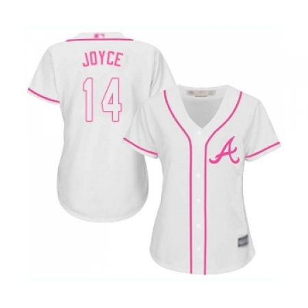 Women's Atlanta Braves #14 Matt Joyce Replica White Fashion Cool Base Baseball Jersey