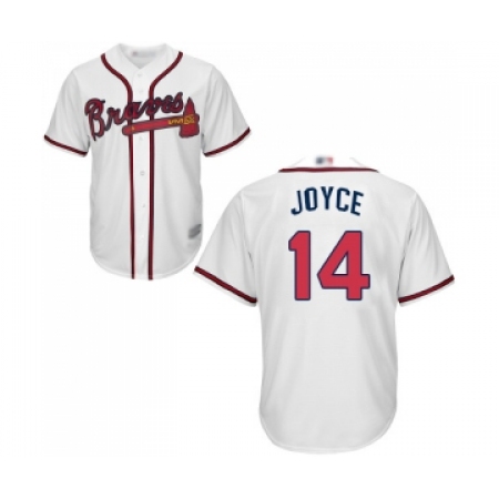Youth Atlanta Braves #14 Matt Joyce Replica White Home Cool Base Baseball Jersey