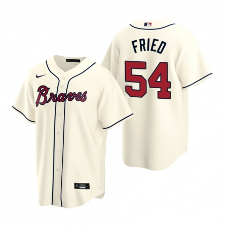 Men's Nike Atlanta Braves #54 Max Fried Cream Alternate Stitched Baseball Jersey