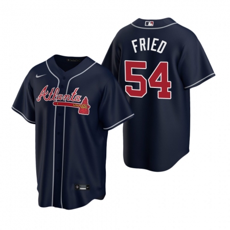Men's Nike Atlanta Braves #54 Max Fried Navy Alternate Stitched Baseball Jersey