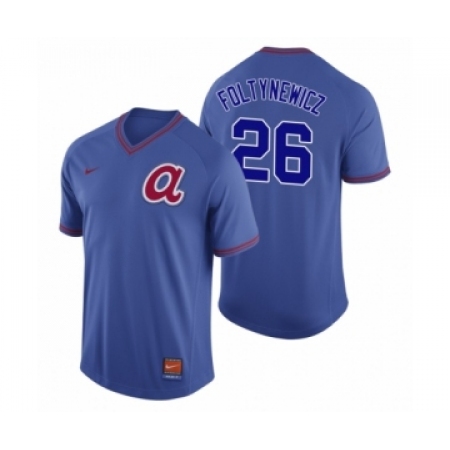 Women Atlanta Braves #26 Mike Foltynewicz Royal Cooperstown Collection Legend Jersey