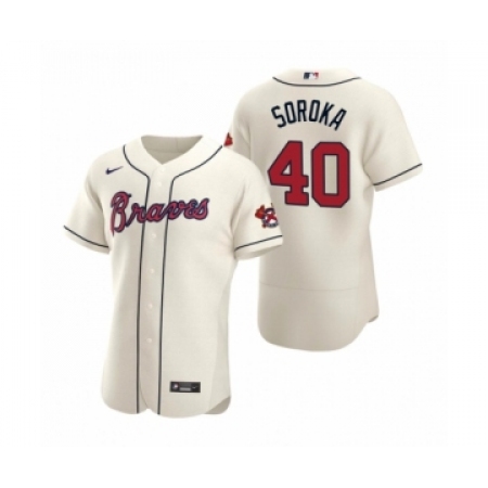 Men's Atlanta Braves #40 Mike Soroka Nike Cream Authentic 2020 Alternate Jersey