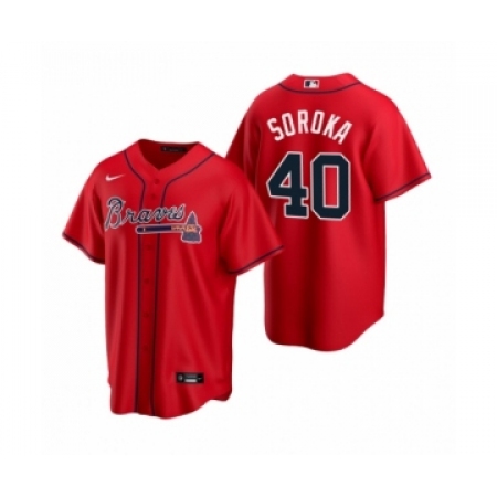 Men's Atlanta Braves #40 Mike Soroka Nike Red 2020 Replica Alternate Jersey