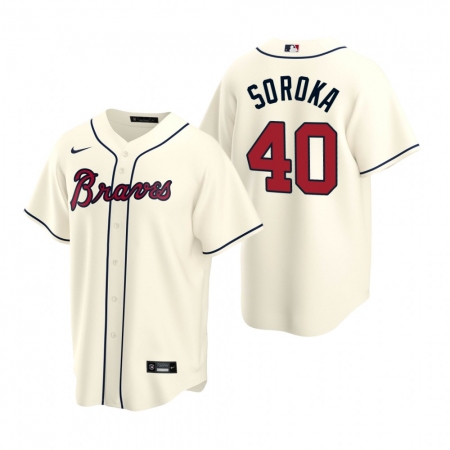 Men's Nike Atlanta Braves #40 Mike Soroka Cream Alternate Stitched Baseball Jersey