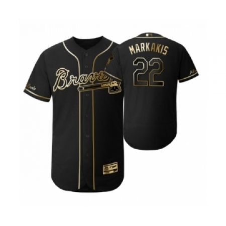 Men's 2019 Golden Edition Atlanta Braves Black #22 Nick Markakis Flex Base Jersey