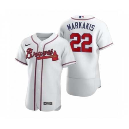 Men's Atlanta Braves #22 Nick Markakis Nike White 2020 Authentic Jersey