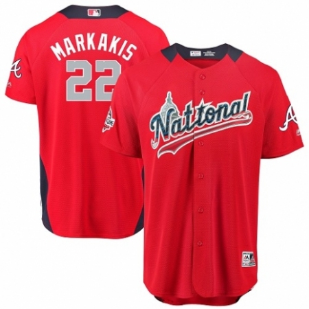 Men's Majestic Atlanta Braves #22 Nick Markakis Game Red National League 2018 MLB All-Star MLB Jersey