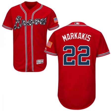 Men's Majestic Atlanta Braves #22 Nick Markakis Red Alternate Flex Base Authentic Collection MLB Jersey