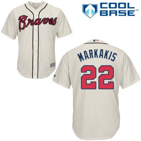 Men's Majestic Atlanta Braves #22 Nick Markakis Replica Cream Alternate 2 Cool Base MLB Jersey