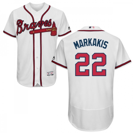 Men's Majestic Atlanta Braves #22 Nick Markakis White Home Flex Base Authentic Collection MLB Jersey