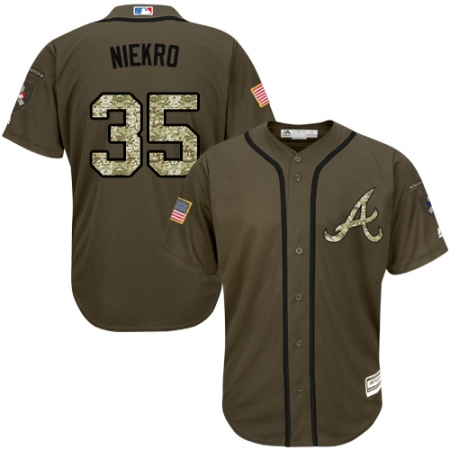 Youth Majestic Atlanta Braves #35 Phil Niekro Authentic Green Salute to Service MLB Jersey
