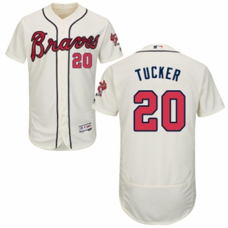 Men's Majestic Atlanta Braves #20 Preston Tucker Cream Alternate Flex Base Authentic Collection MLB Jersey