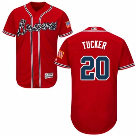 Men's Majestic Atlanta Braves #20 Preston Tucker Red Alternate Flex Base Authentic Collection MLB Jersey