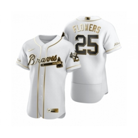 Men's Atlanta Braves #25 Tyler Flowers Nike White Authentic Golden Edition Jersey