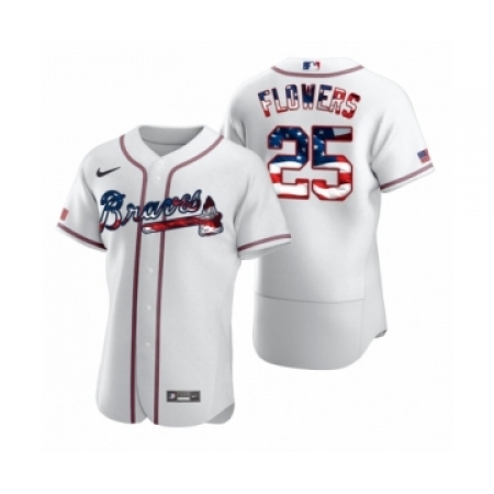 Men's Tyler Flowers #25 Atlanta Braves White 2020 Stars & Stripes 4th of July Jersey