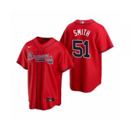 Men's Atlanta Braves #51 Will Smith Nike Red 2020 Replica Alternate Jersey